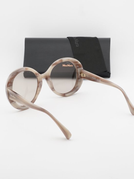Max Mara RENEE MM0074 20E Round Sunglasses - Striped Grey / Brown main image 5